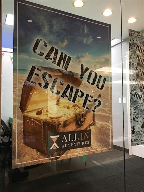All in adventures escape room - All in Adventures’ escape room at Great Lakes Mall provides nine distinct mystery rooms for any interest or experience level! Try our Treasure Island room for an exciting and fun-filled puzzle. Enjoy our Escape from Alcatraz, Houdini’s Magic Cell, Sherlock’s Library or Black Ops rooms for a heart-pounding challenge! Race the clock!